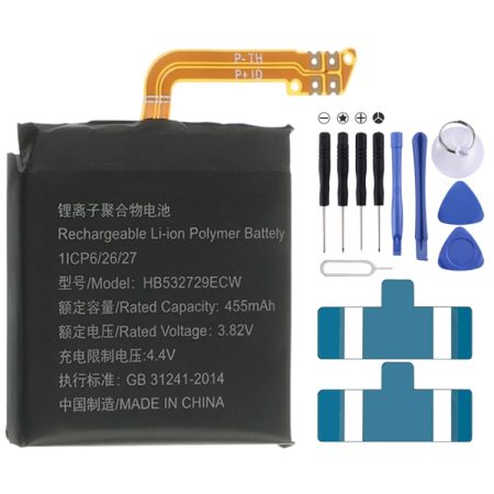 455mAh HB532729ECW Li-polymeerbatterij voor Huawei Horloge GT 2 46mm